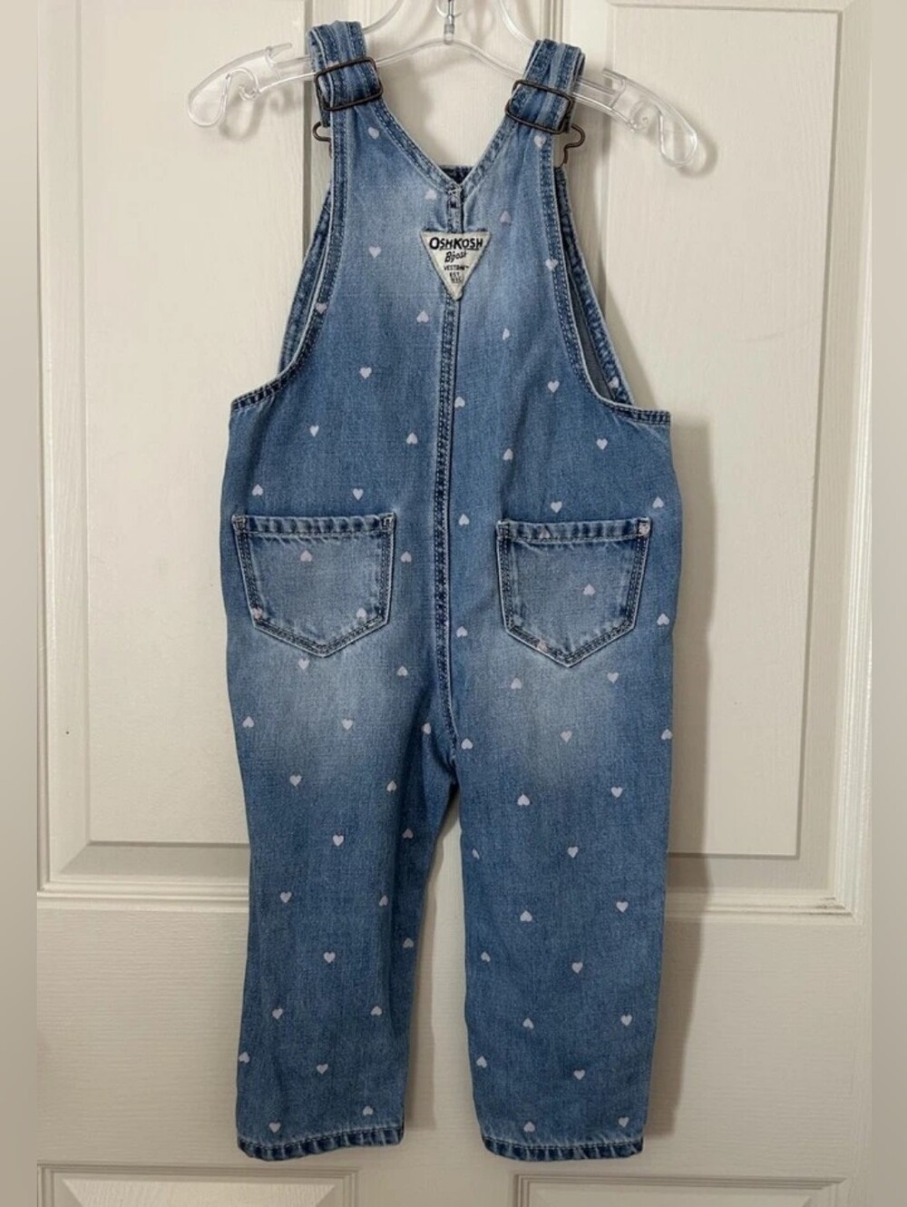 OshKosh Denim Overalls with Heart Print - Light Blue - Picture 3 of 4